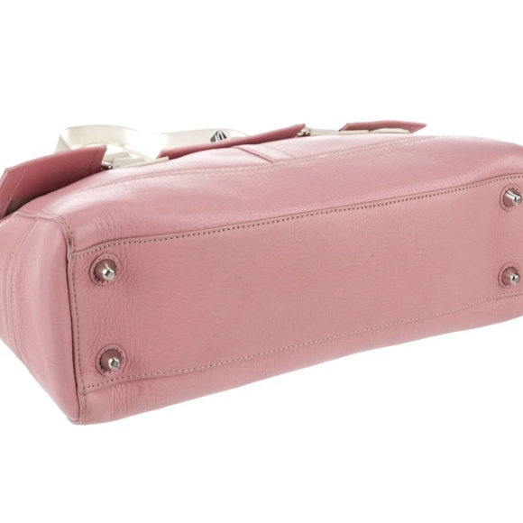 Coach Pink Colorblock Satchel Pebble Leather Double Handle Handbag Purse UNIQUE - Picture 4 of 6